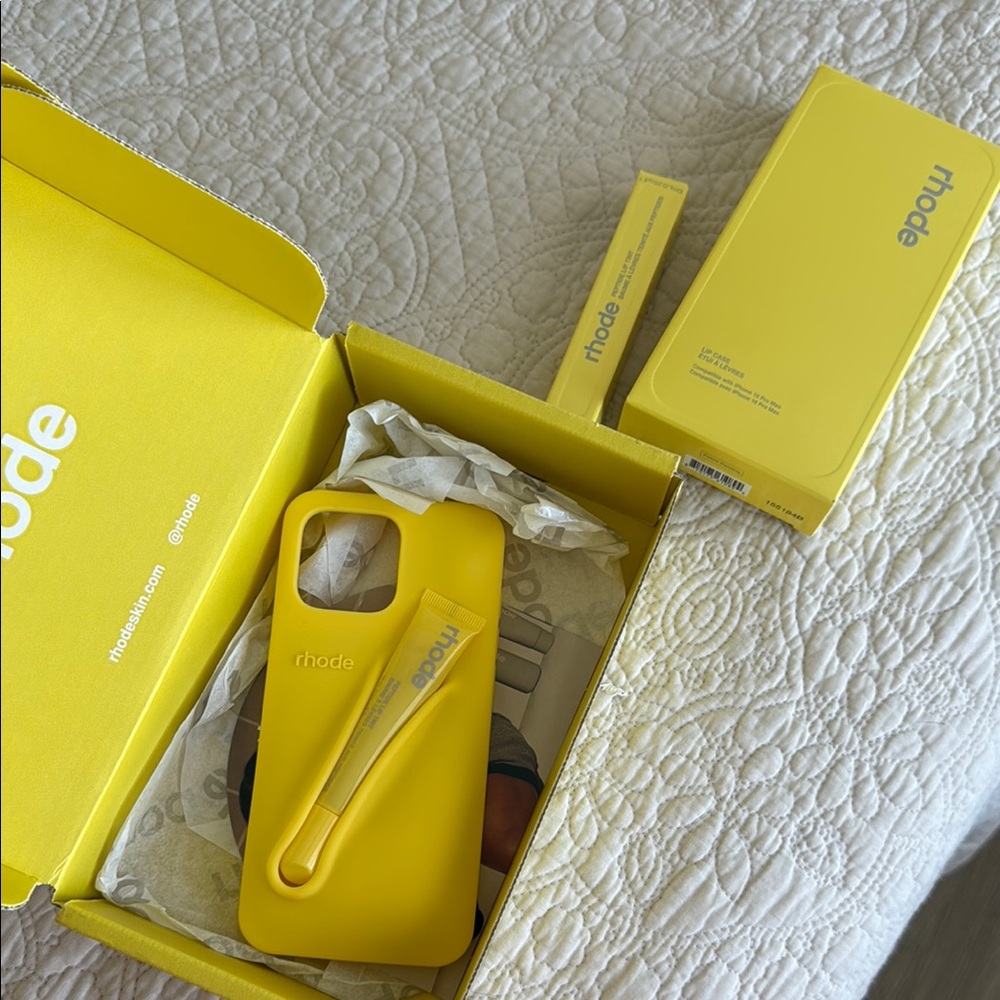 Rhode Yellow Phone Case with lip tint
